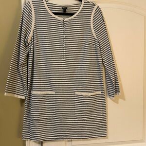 J. Crew Black and Cream Striped Minidress Coverup